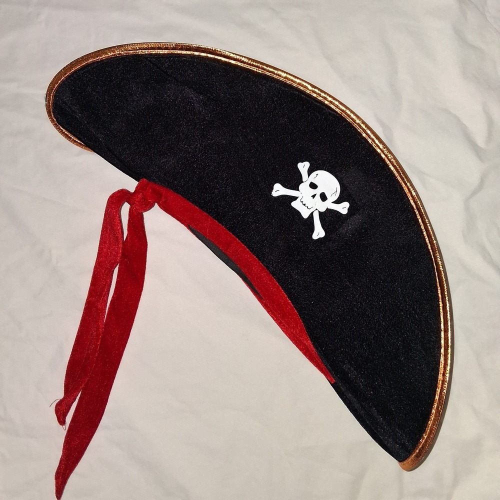 Pirate Hat Costume Tricorne Skull & Crossbones Halloween Dress Up Prop